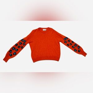 27 Miles Malibu Cashmere Sweater Orange Blue Cheetah Size S